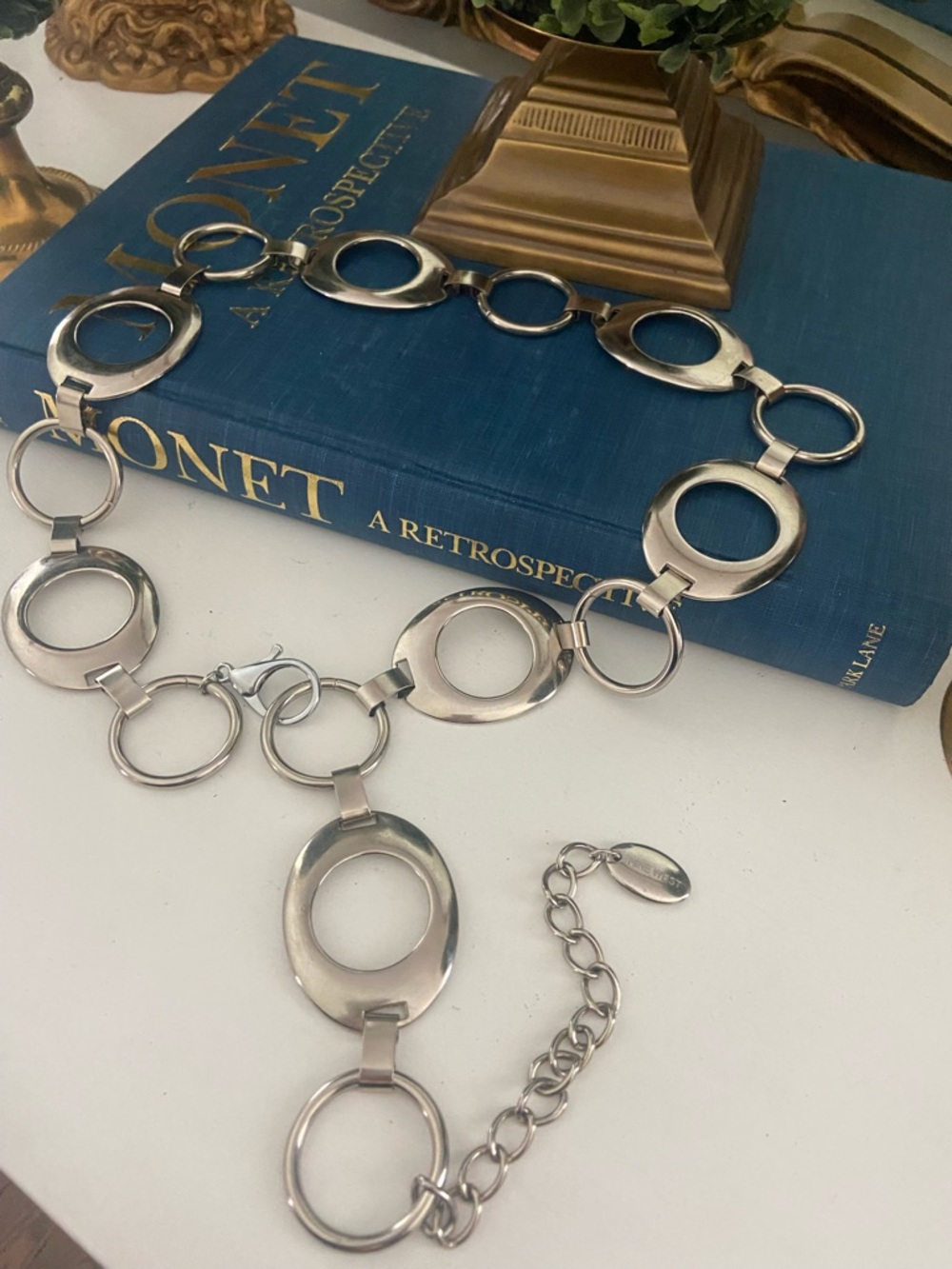 Nine West SilverTone Open Circle Chain  Belt